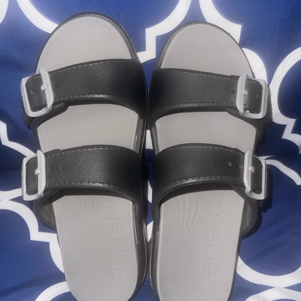 Dansko Black and Gray Women's Sandals